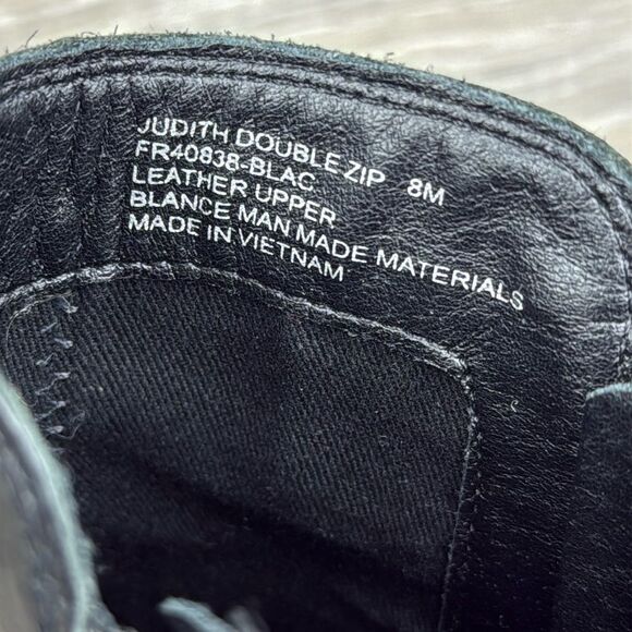 Frye Judith Double Zip Black Leather Women’s Sz 8M Heeled Ankle Boots - Picture 6 of 10